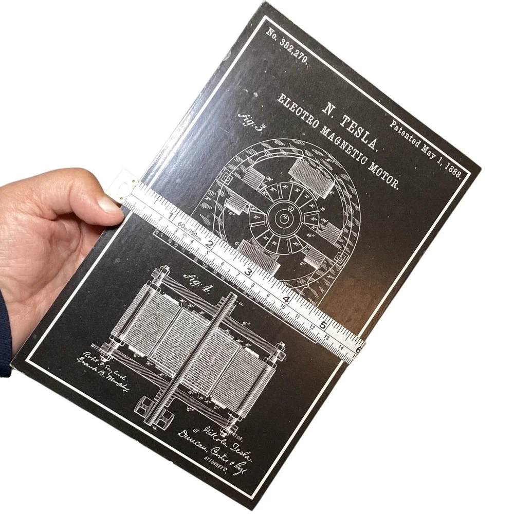 Nikola Tesla Electro Magnetic Motor Patent Art Plaque 1888 Science Decor 6